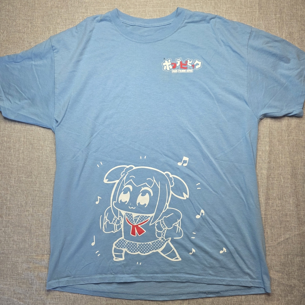 Loot Crate Blue and White Short Sleeve Tee with Cartoon Design